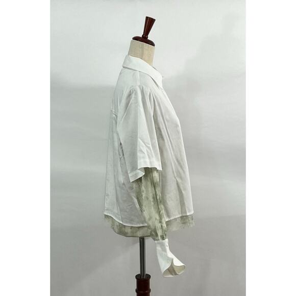 CONTESSA MILLS Sz M Medium White Sage Stripe Aradia Shirt NWT - Picture 6 of 12